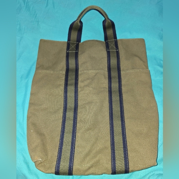 Hermes Tan and Blue Canvas Tote Bag - Picture 4 of 7